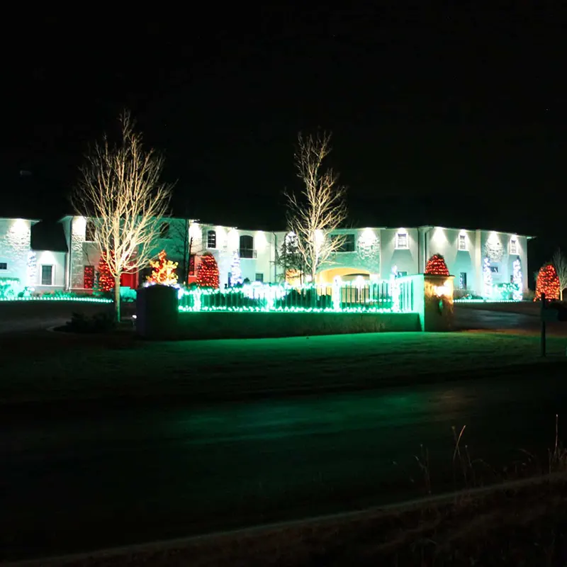 Ranch residential home with Christmas light installation Ranch residential home with Christmas light installation