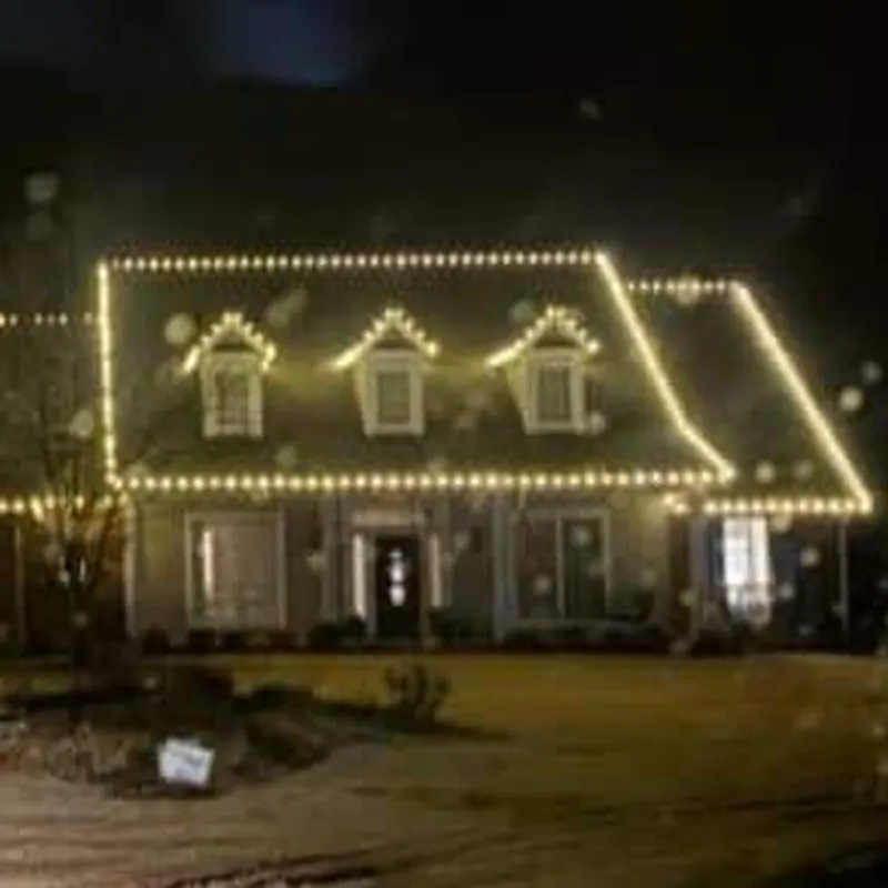 White Christmas lights around home White Christmas lights around home